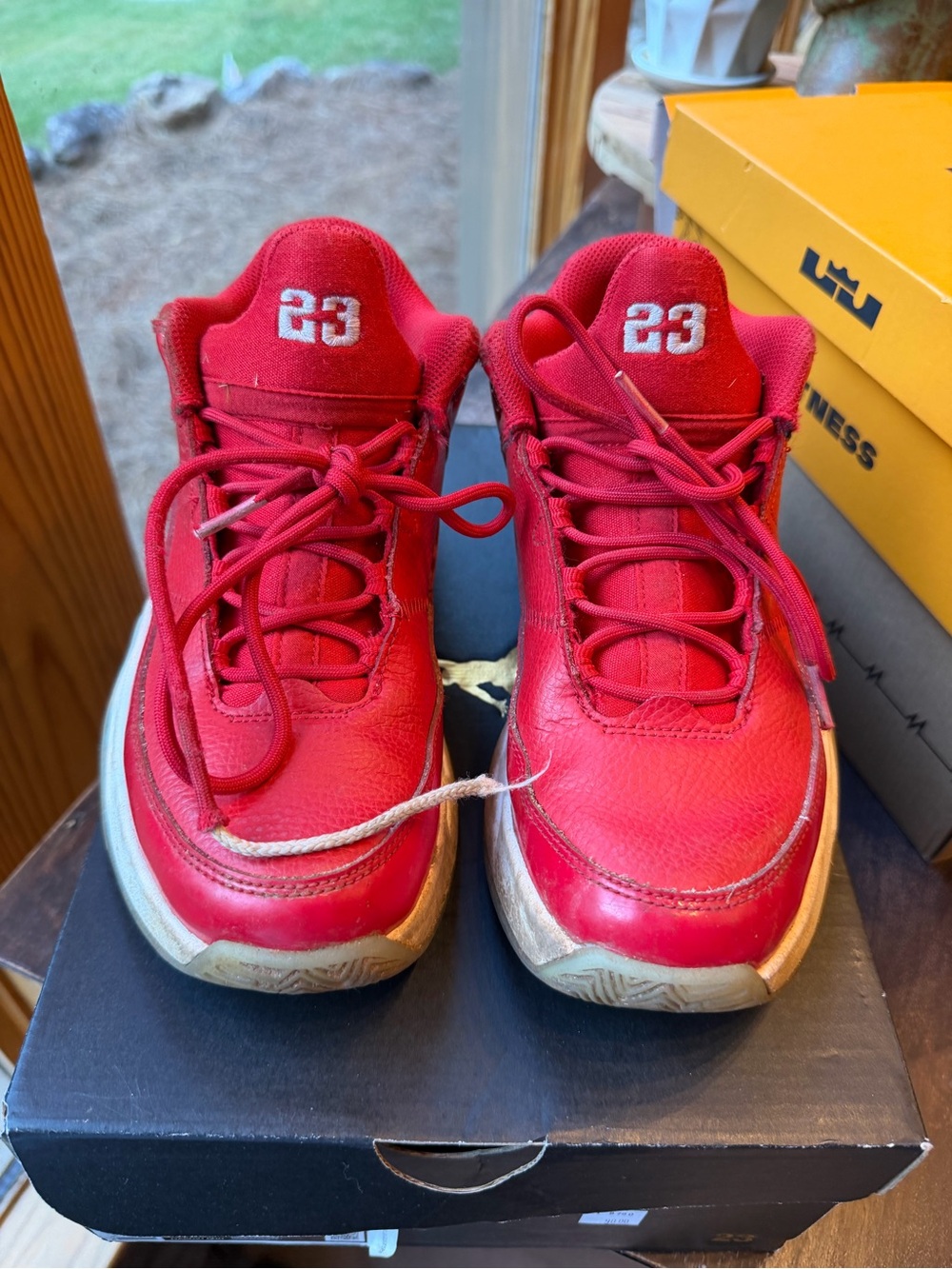 Nike Kids Red Lace-Up Sneakers with '23' Detail